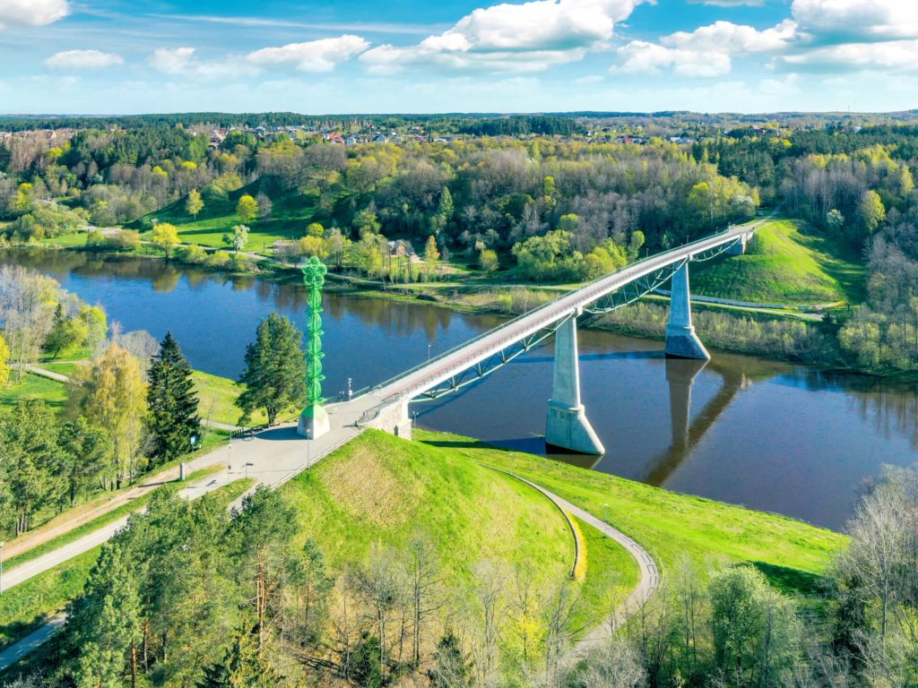White Rose pedestrian bridge in Alytus, Lithuania