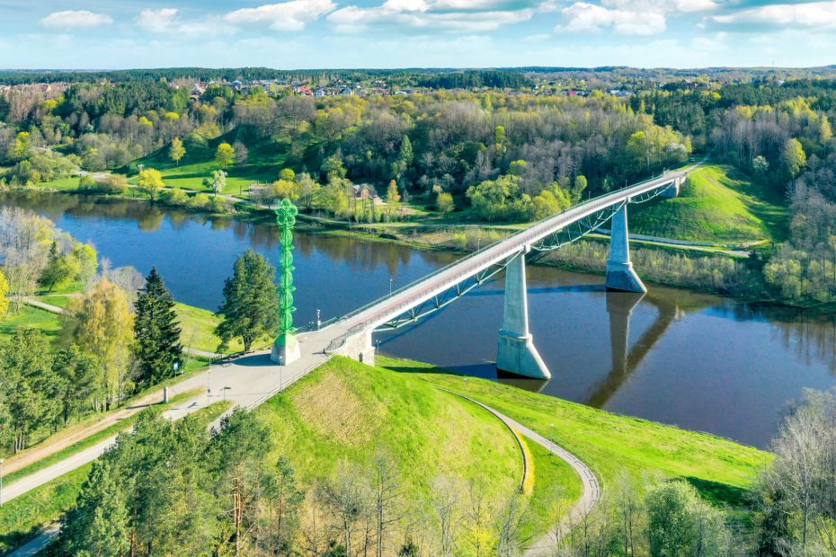 White Rose pedestrian bridge in Alytus, Lithuania